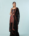 Mohey Women Radiant Black Georgette Stitched Palazzo Suit