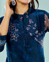 Mohey Women Indigo Blue Rayon Stitched Suit