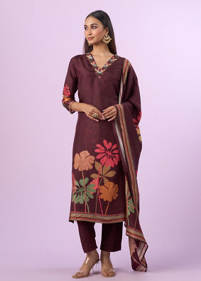 Mohey Women Maroon Straight Suit