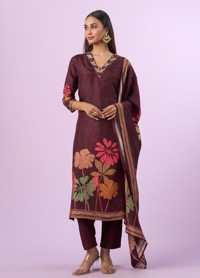 Mohey Women Maroon Straight Suit