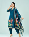 Mohey Women Enthralling Blue Straight Stitched Suit