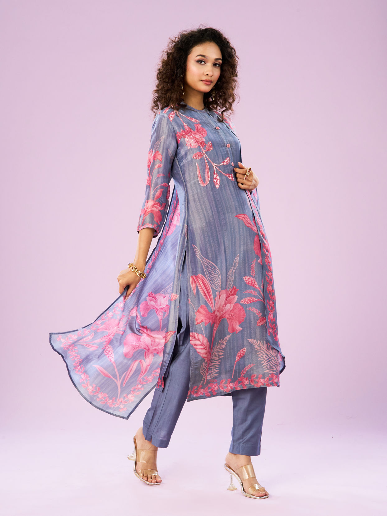 Mohey Women Elegant Indigo Blue Stitched Suit