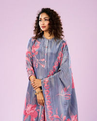 Mohey Women Elegant Indigo Blue Stitched Suit