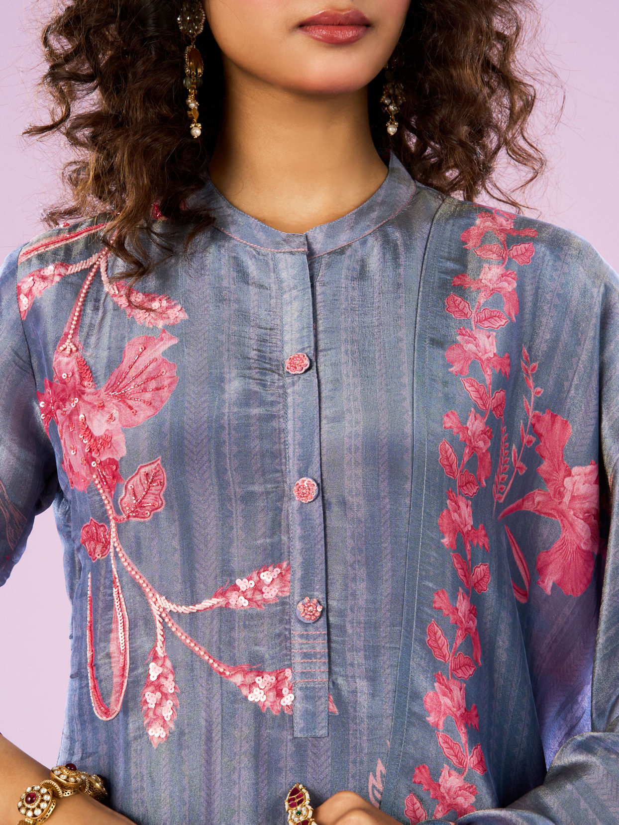 Mohey Women Elegant Indigo Blue Stitched Suit