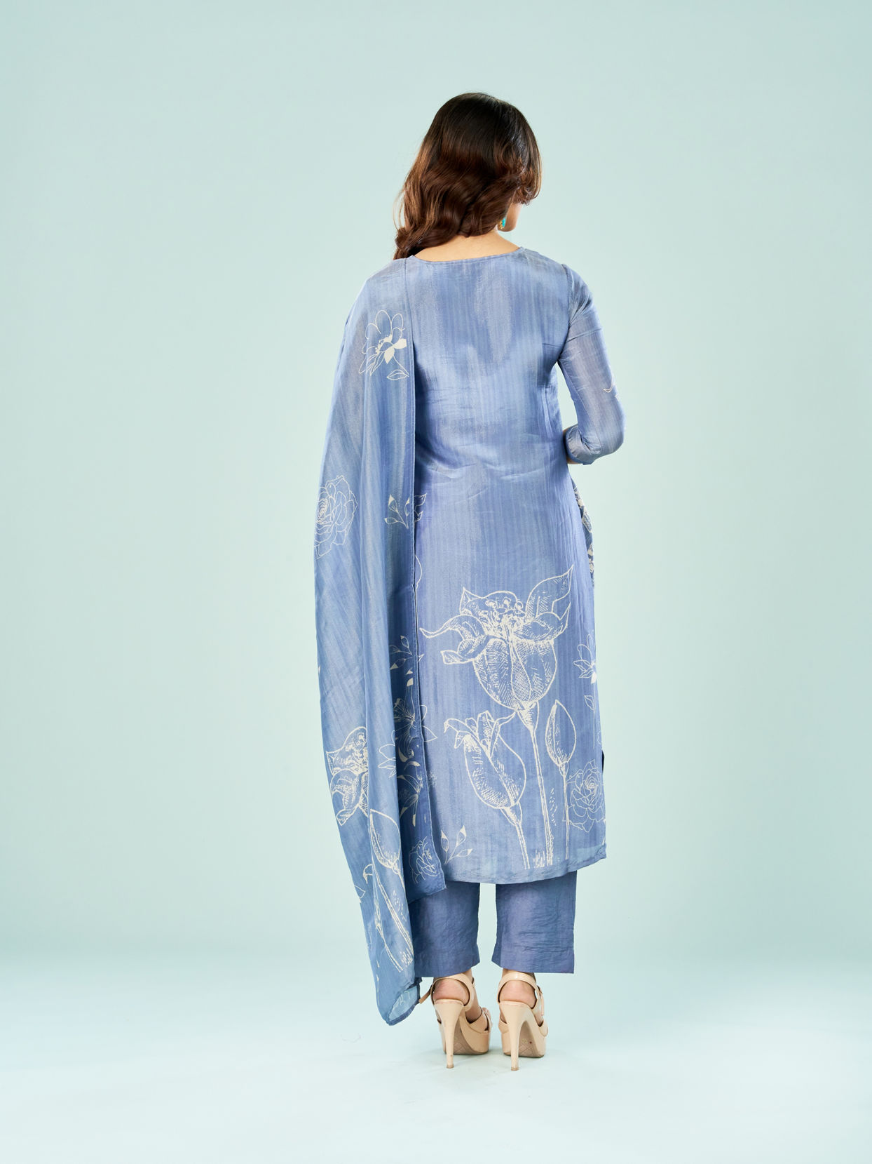 Mohey Women Indigo Blue Art Silk Straight Suit