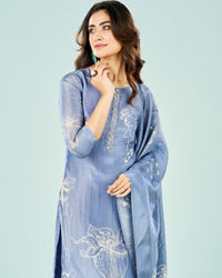 Mohey Women Indigo Blue Art Silk Straight Suit