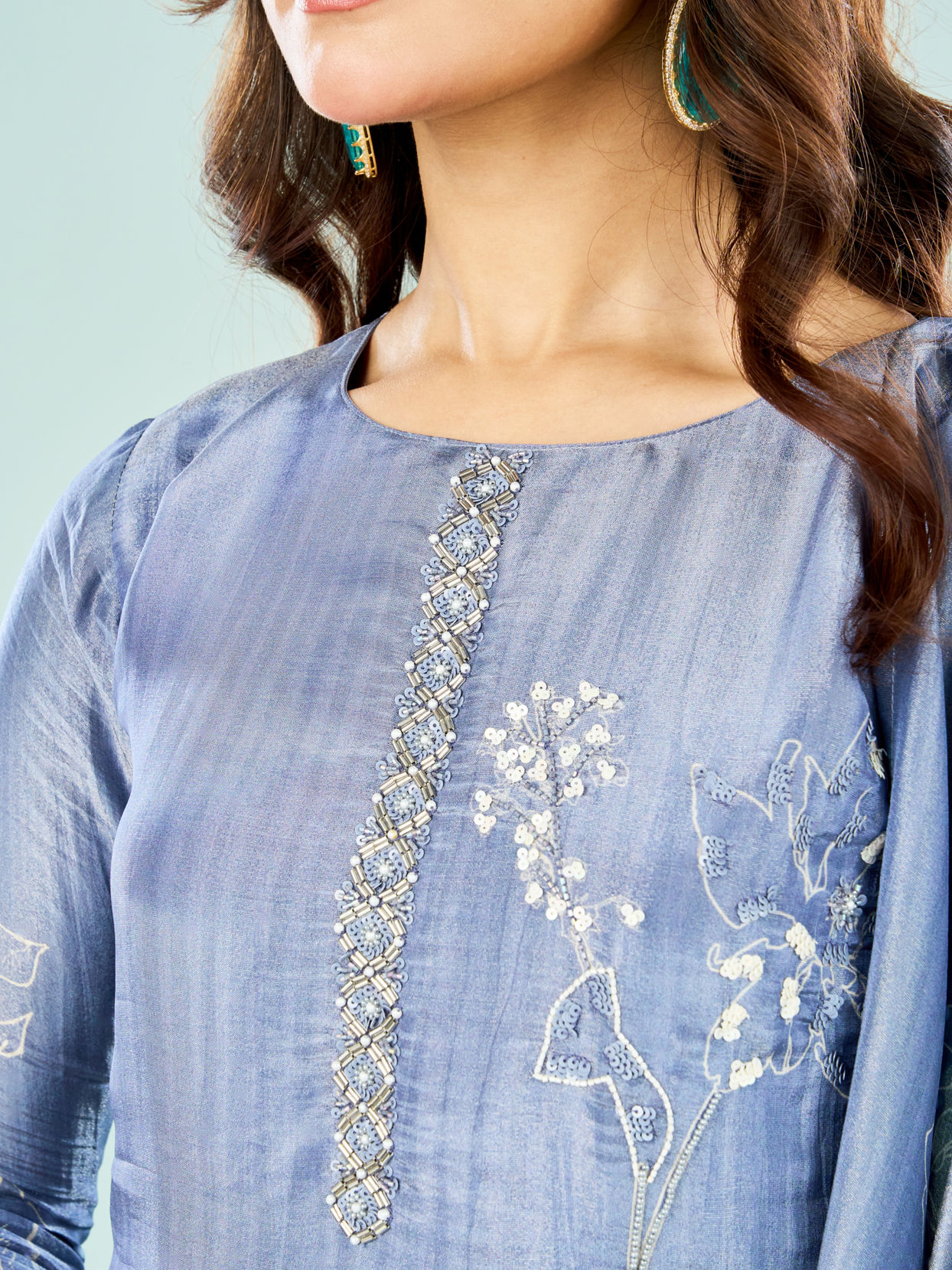 Mohey Women Indigo Blue Art Silk Straight Suit