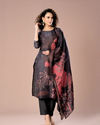 Sparkling Black Silk Straight Suit