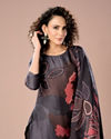 Mohey Women Sparkling Black Silk Straight Suit