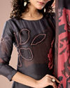 Mohey Women Sparkling Black Silk Straight Suit
