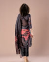 Mohey Women Sparkling Black Silk Straight Suit