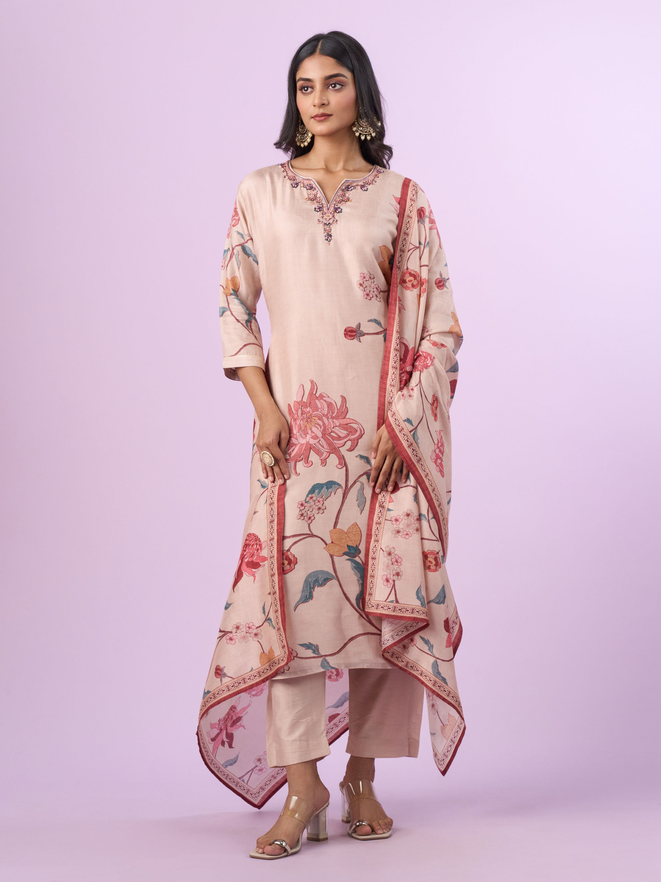 Mohey Women Sublime Beige Straight Suit
