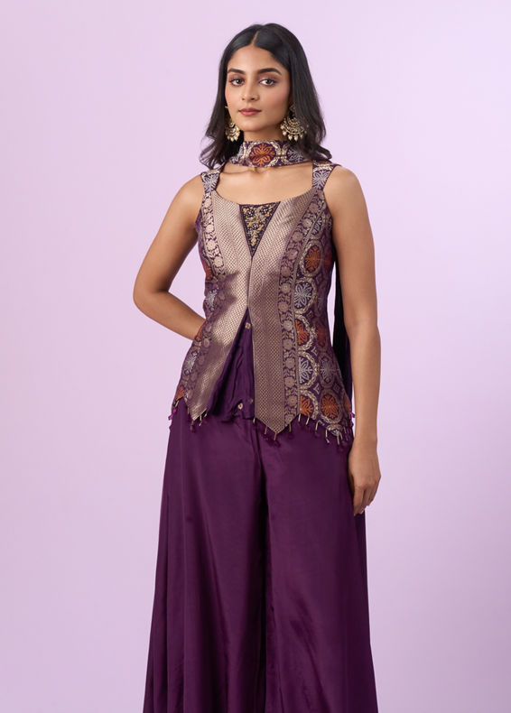 Mohey Women Dark Purple Elegance Indo Western