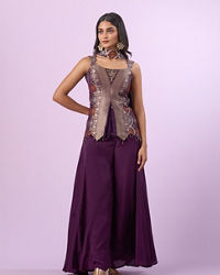 Mohey Women Dark Purple Elegance Indo Western