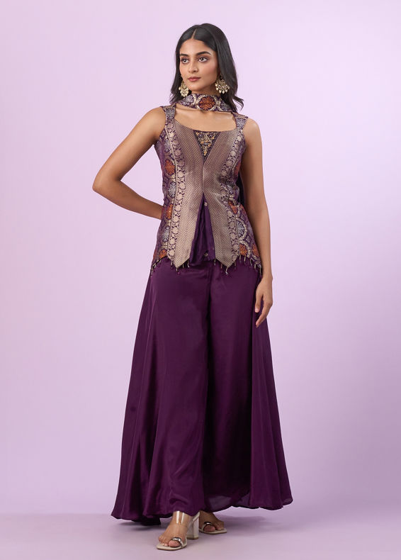 Mohey Women Dark Purple Elegance Indo Western