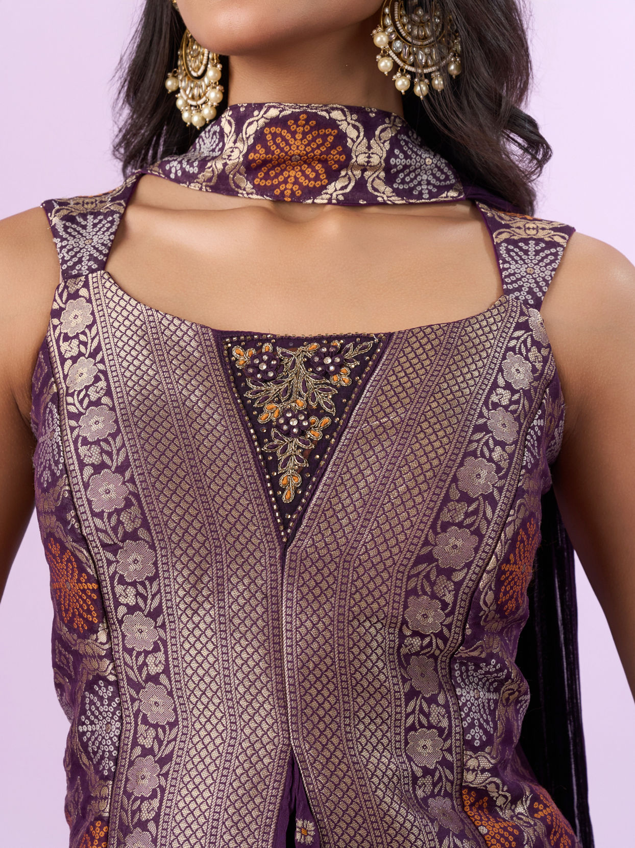 Mohey Women Dark Purple Elegance Indo Western