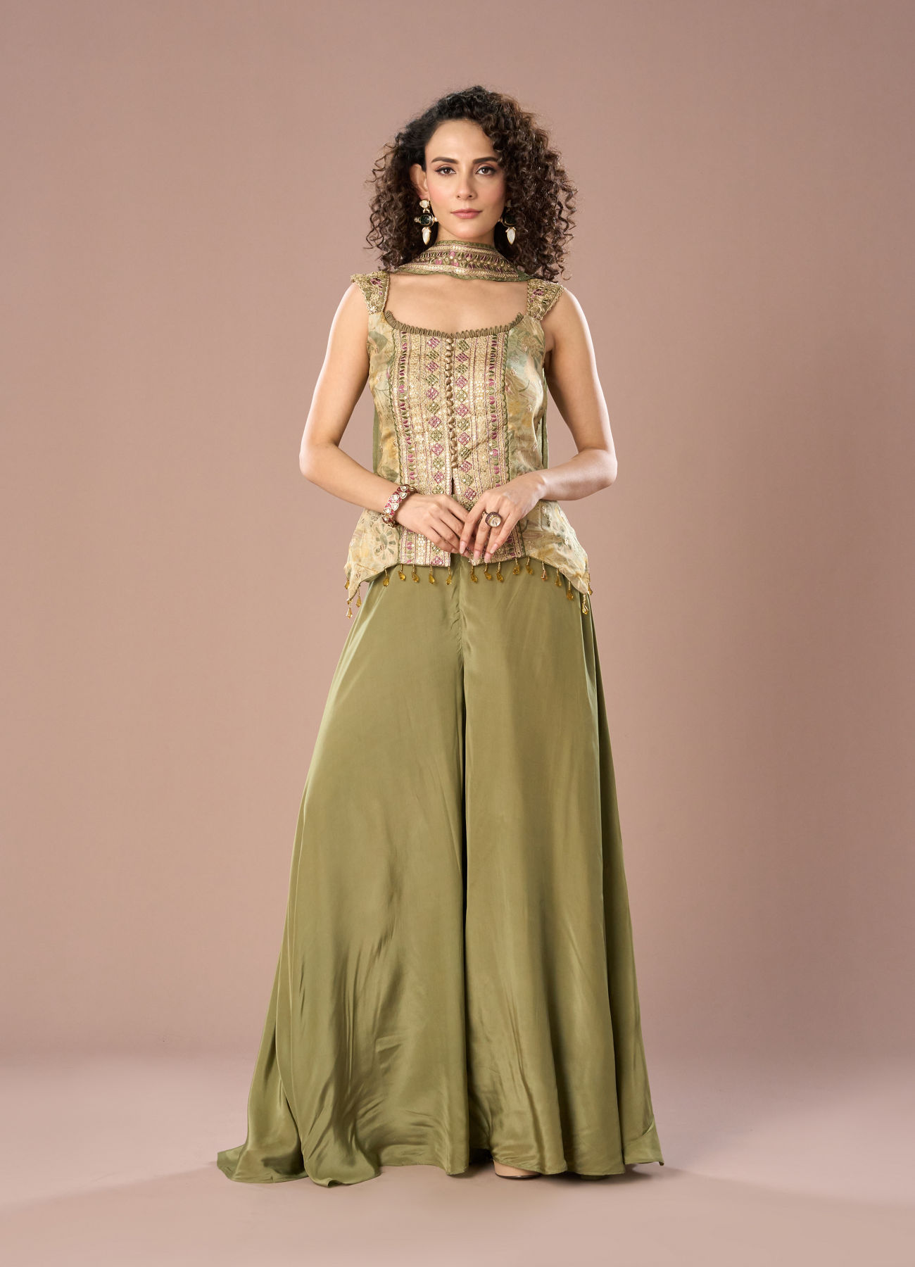 Mohey Women Charming Pista Green Peplum Indo Western