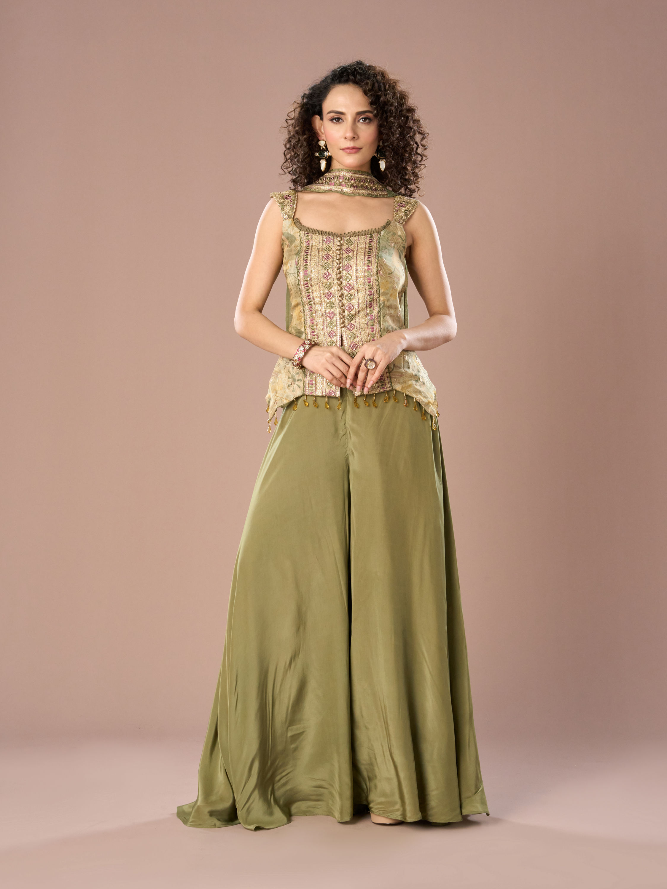 Mohey Women Charming Pista Green Peplum Indo Western