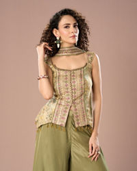 Mohey Women Charming Pista Green Peplum Indo Western