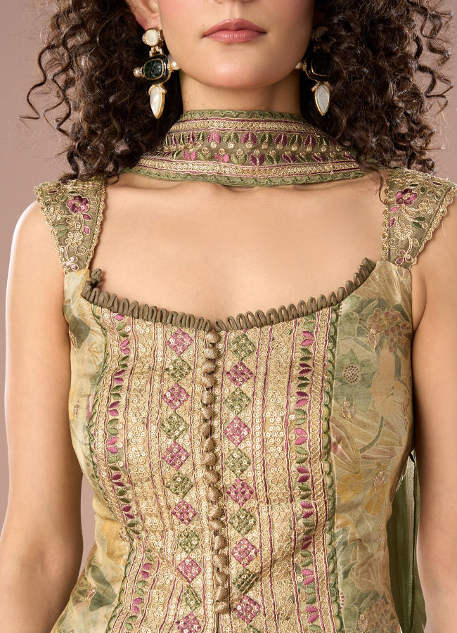 Mohey Women Charming Pista Green Peplum Indo Western