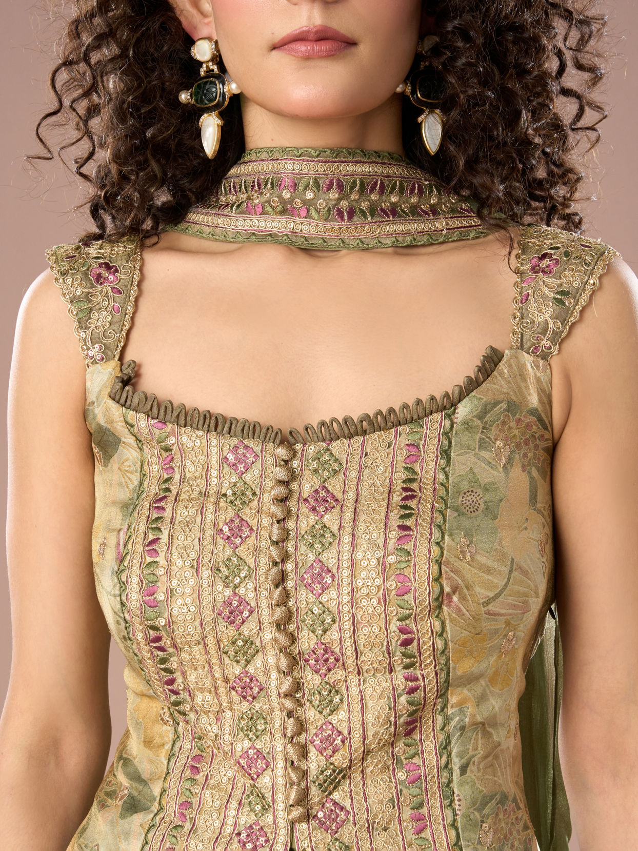 Mohey Women Charming Pista Green Peplum Indo Western