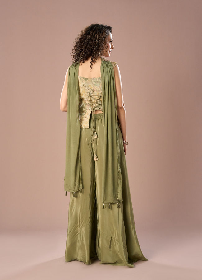 Mohey Women Charming Pista Green Peplum Indo Western