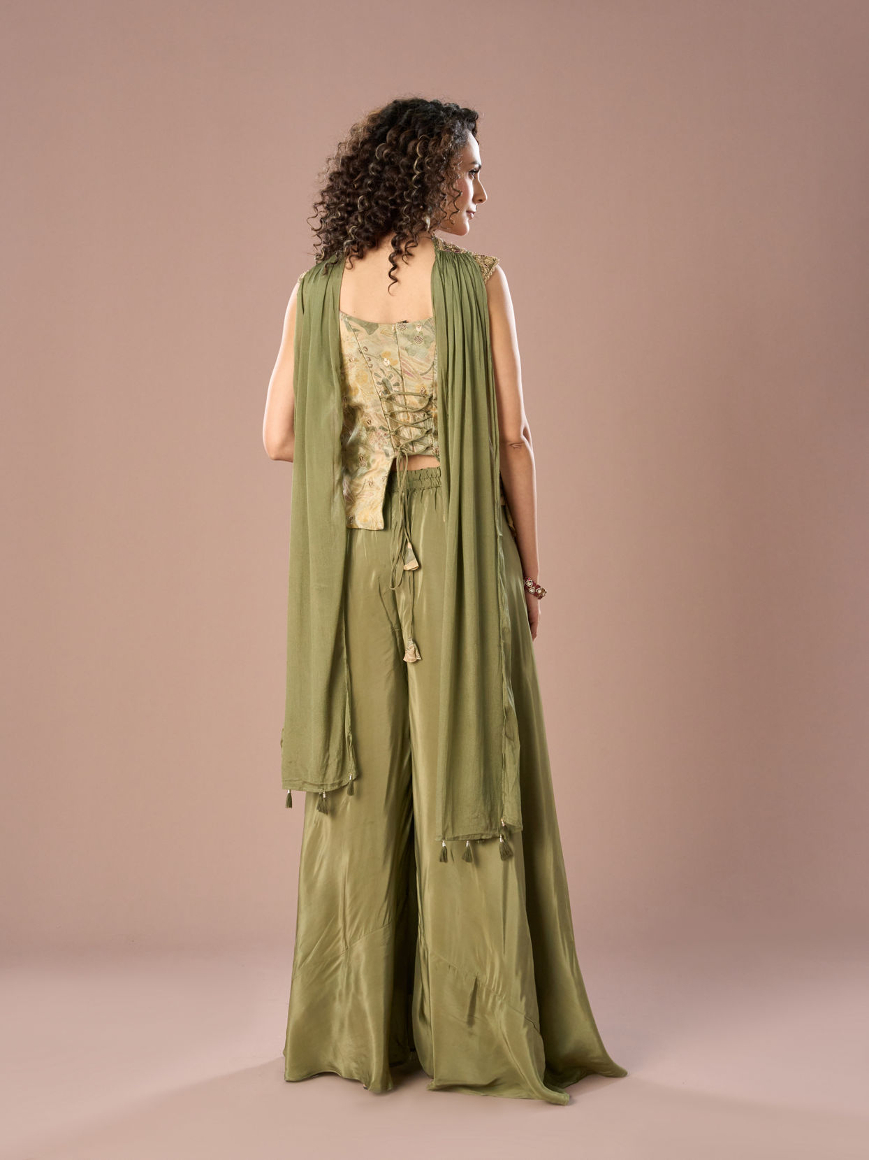 Mohey Women Charming Pista Green Peplum Indo Western