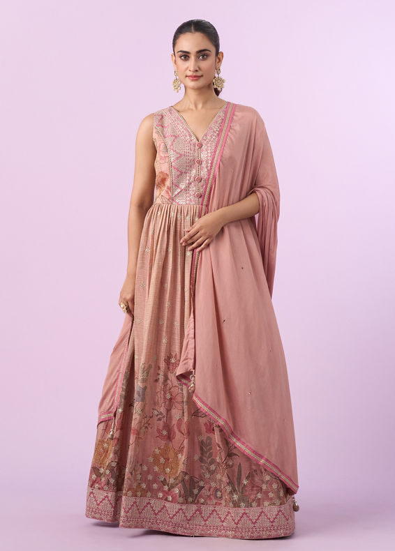 Mohey Women Elegant Pink Art Silk Anarkali