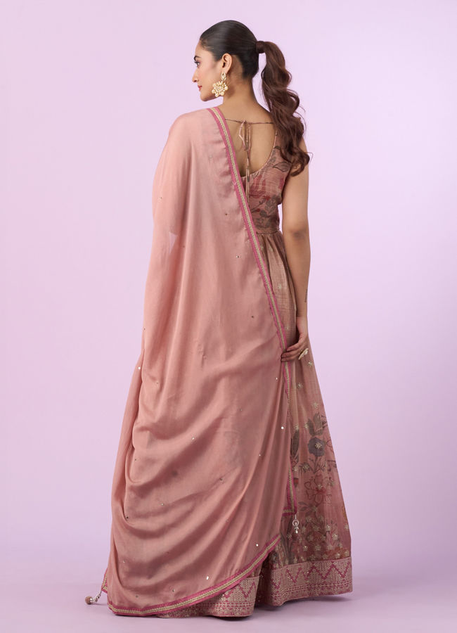 Mohey Women Elegant Pink Art Silk Anarkali