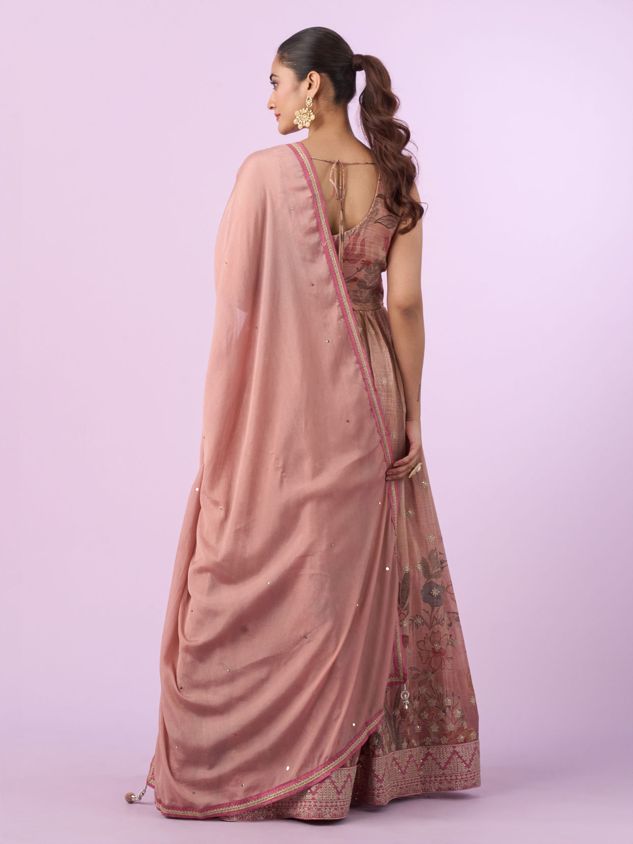 Mohey Women Elegant Pink Art Silk Anarkali