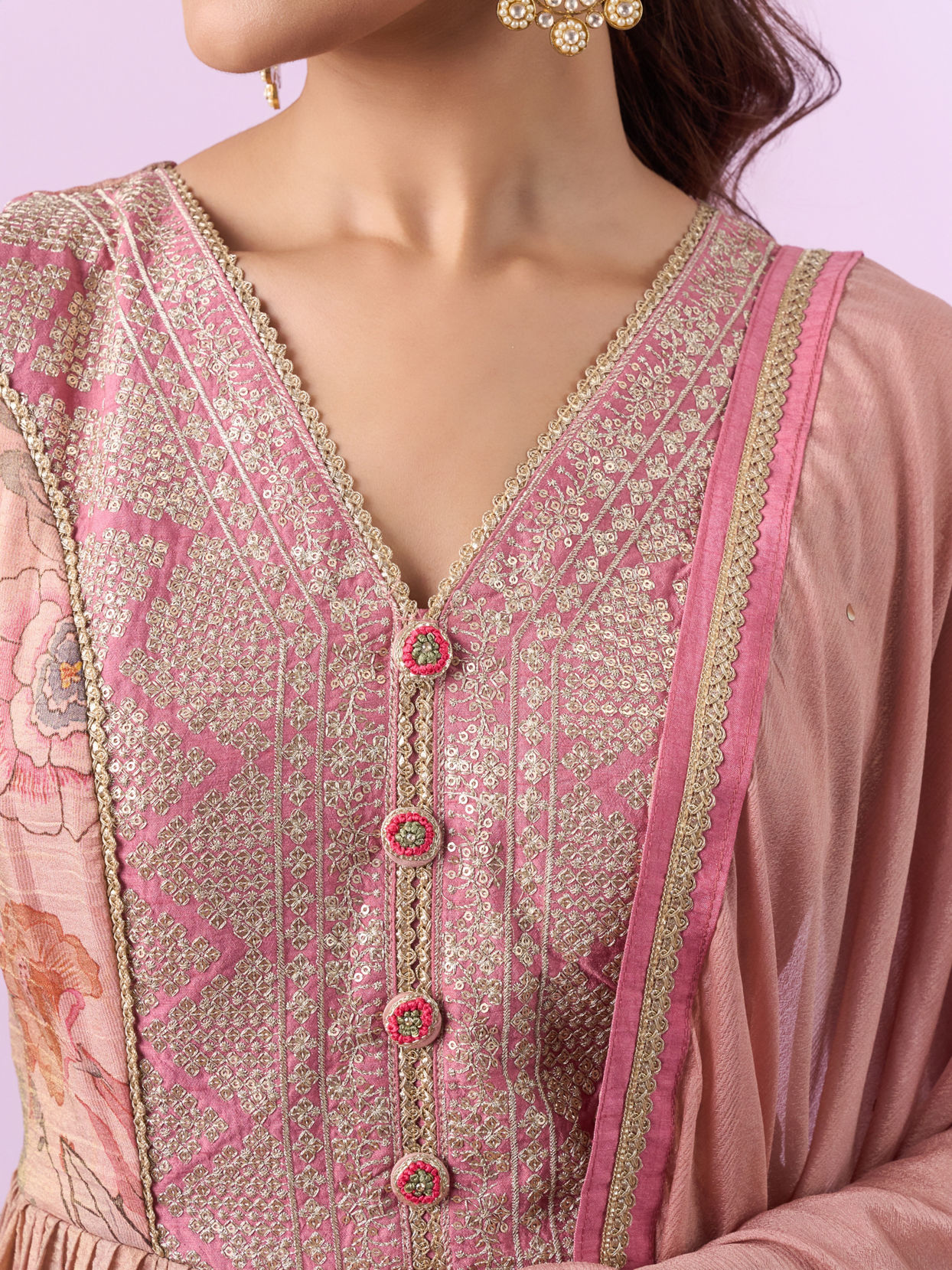 Mohey Women Elegant Pink Art Silk Anarkali