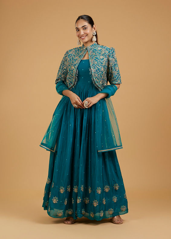 Mohey Women Elegant Green Anarkali SuitSuit