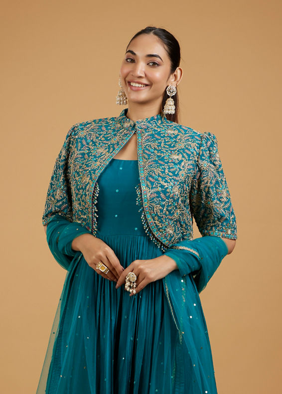 Mohey Women Elegant Green Anarkali SuitSuit