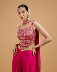 Mohey Women Graceful Pink Chinon Indo Western