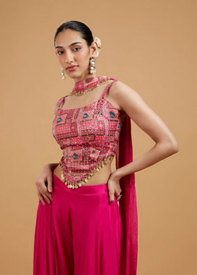 Mohey Women Graceful Pink Chinon Indo Western