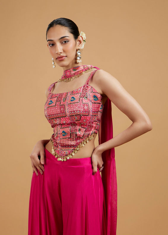 Mohey Women Graceful Pink Chinon Indo Western