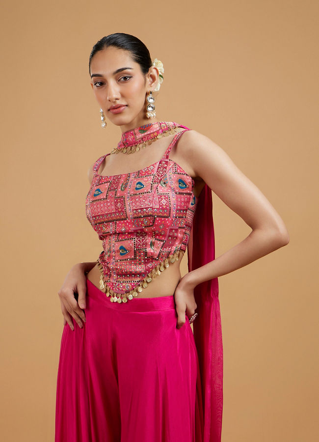 Mohey Women Graceful Pink Chinon Indo Western
