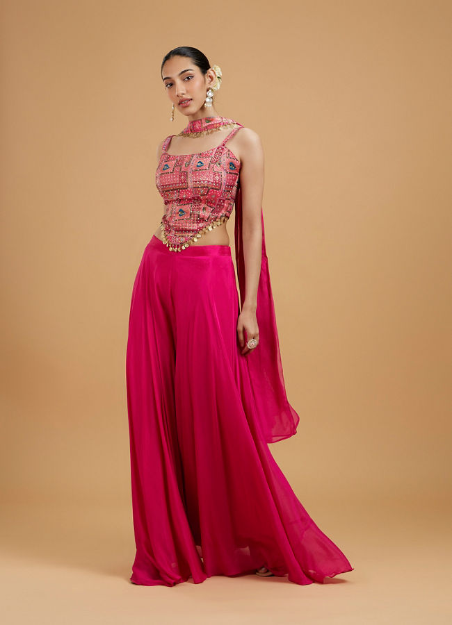 Mohey Women Graceful Pink Chinon Indo Western
