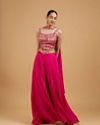 Graceful Pink Chinon Indo Western