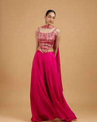 Mohey Women Graceful Pink Chinon Indo Western