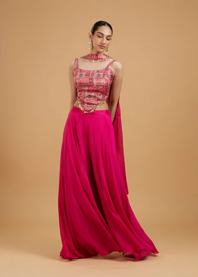 Mohey Women Graceful Pink Chinon Indo Western