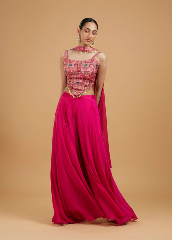 Mohey Women Graceful Pink Chinon Indo Western
