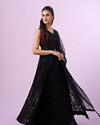 Mohey Women Black Georgette Anarkali Stitched Suit