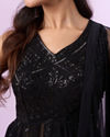 Mohey Women Black Georgette Anarkali Stitched Suit