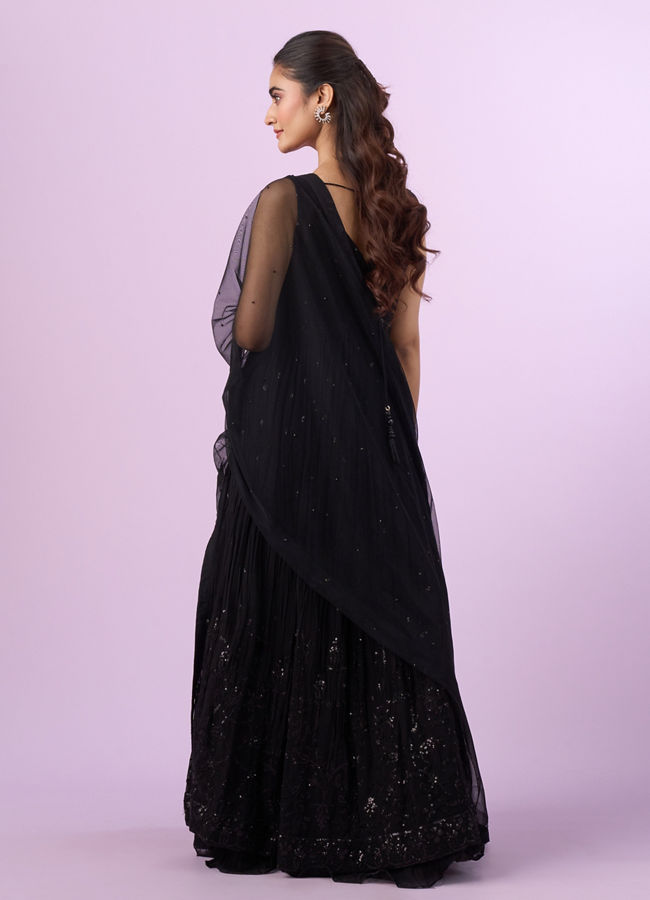 Mohey Women Black Georgette Anarkali Stitched Suit