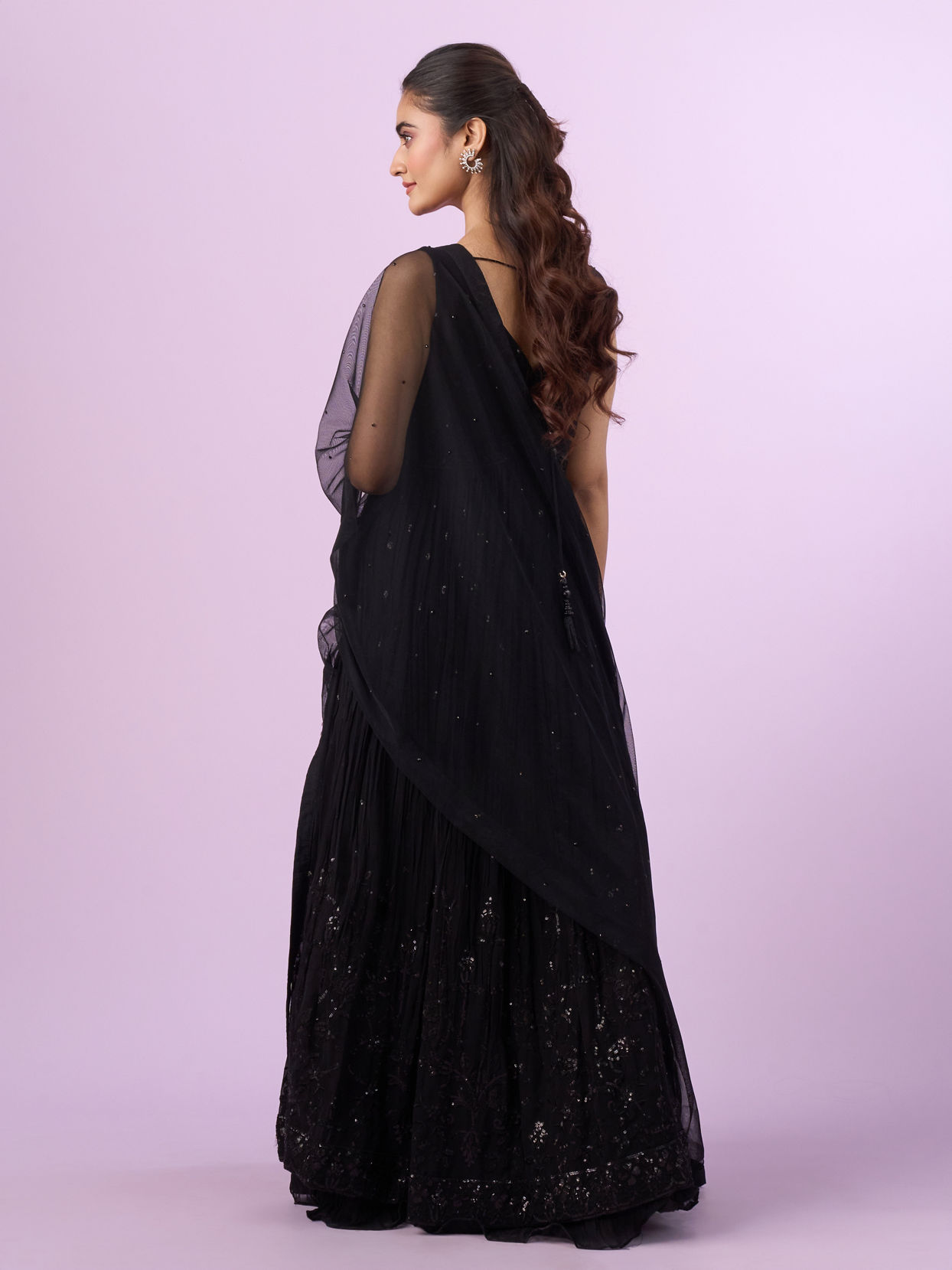 Mohey Women Black Georgette Anarkali Stitched Suit