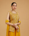 Mohey Women Radiant Mustard Yellow Georgette Indo Western