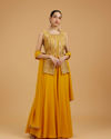 Mohey Women Radiant Mustard Yellow Georgette Indo Western