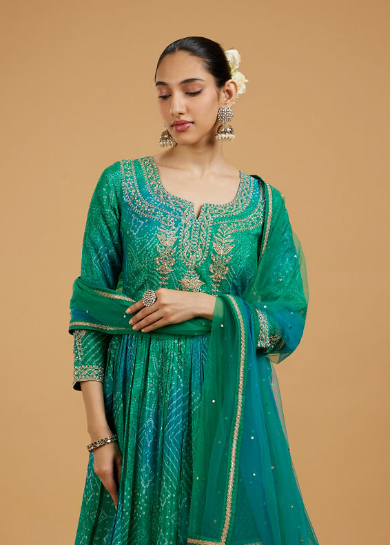 Mohey Women Emerald Elegance Anarkali Suit