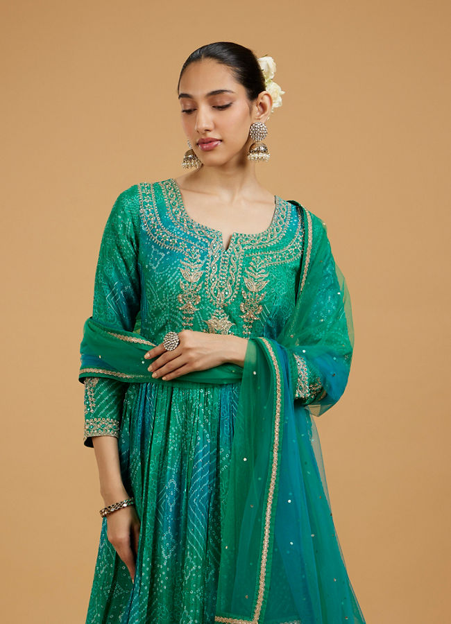 Mohey Women Emerald Elegance Anarkali Suit